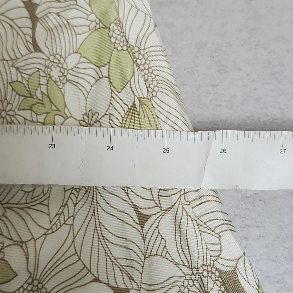 Kate Hill Size 16W Light Floral Print Silk A-Line Skirt light green/white - Picture 5 of 7